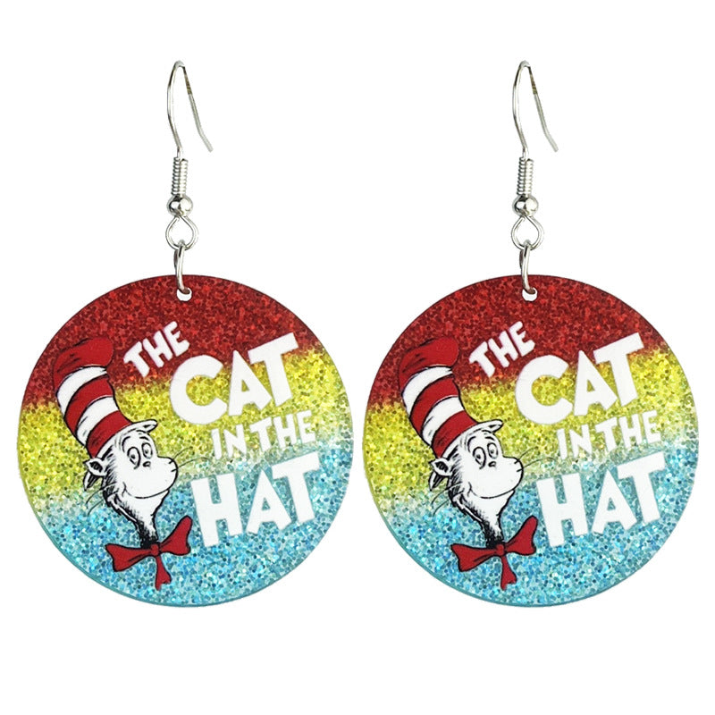 Wholesale teacher reading atmosphere earrings shiny bright cute  acrylic earrings